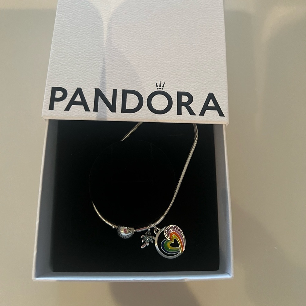 Pandora Smooth Silver Clasp Bracelet with Charms